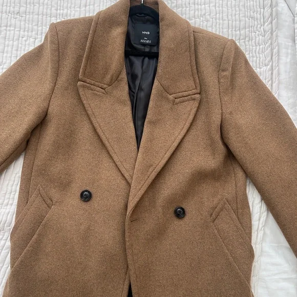 Mango NWOT Double-breasted wool coat in Ochre - Picture 11 of 15